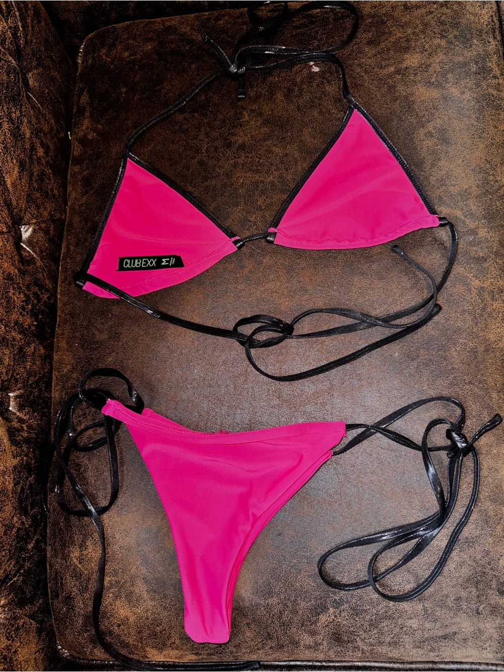 Dolls Kill Club Exx Hot Pink String Bikini